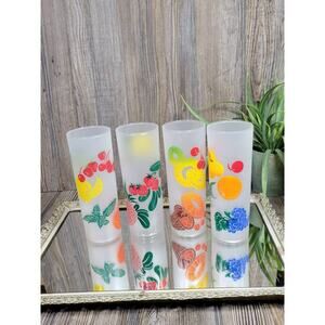 4 Zombie Tumblers Frosted Fruit Federal Glass, Tom Collins Barware